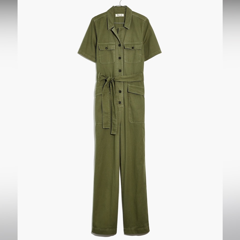 Curvy Tie-Waist Military Jumpsuit XL